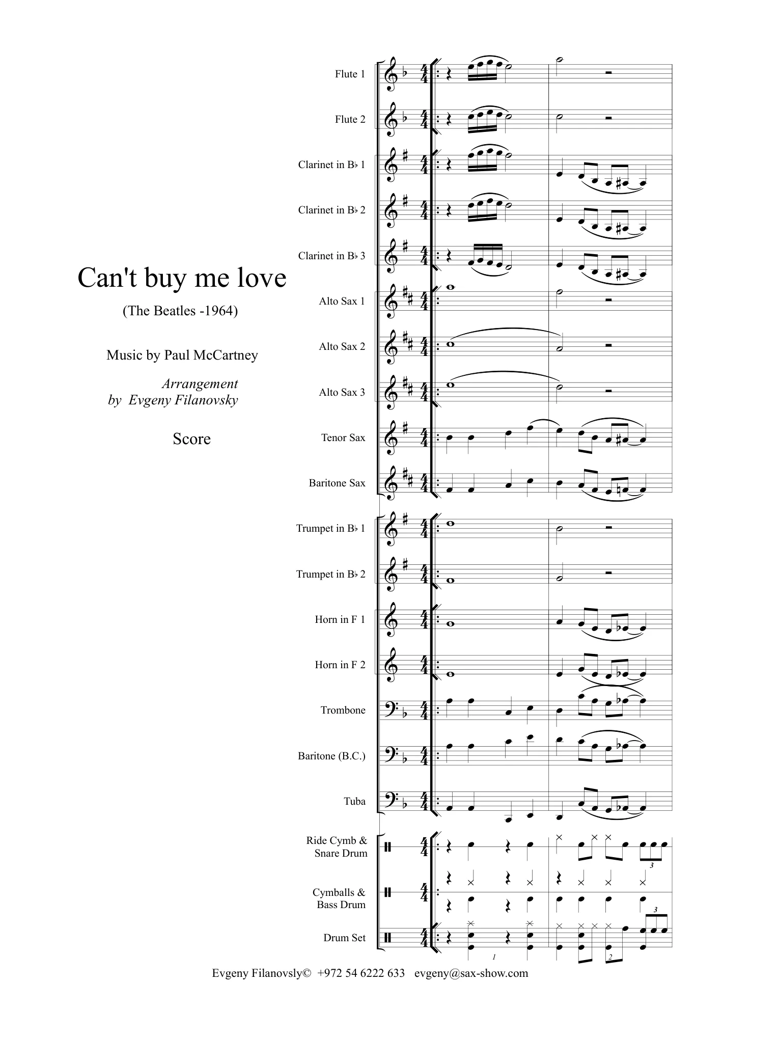 First page of Can't Buy Me Love