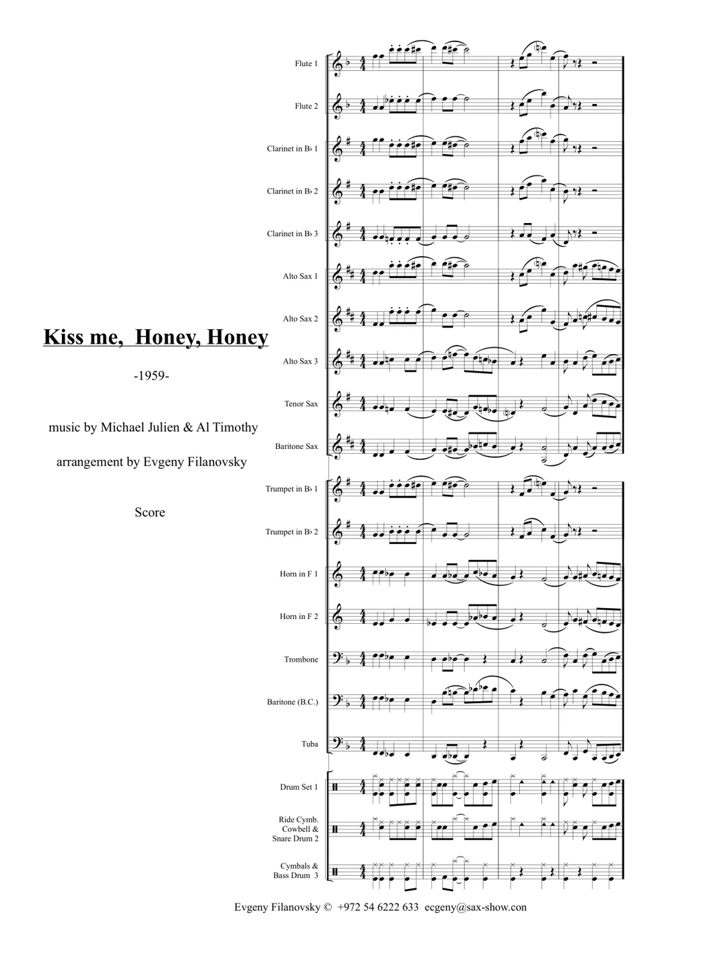 First page of Kiss Me, Honey, Honey