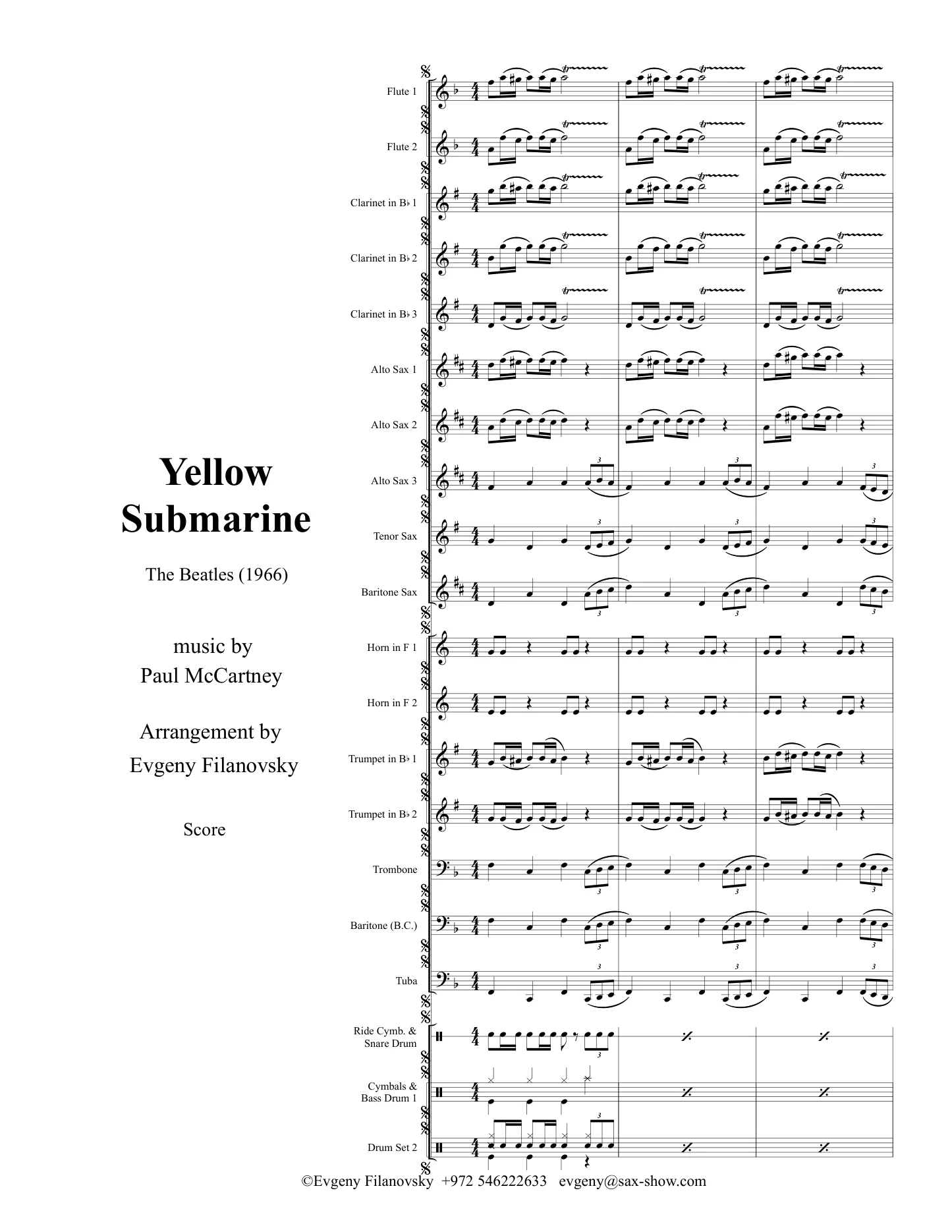 First page of Yellow Submarine